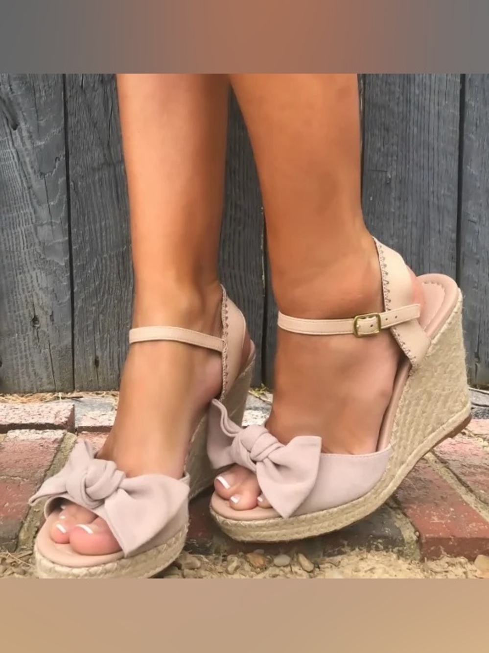 Kate Spade Women’s Beige Suede Knotted Bow Espadrille Wedge Sandals Size 7.5 M